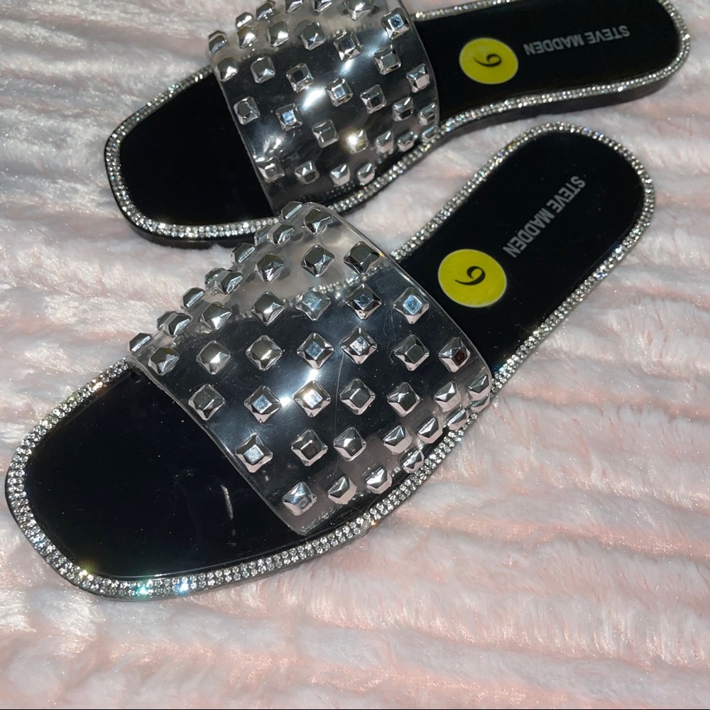 Steve Madden Clear And Sparkly Slip On Sandals / … - image 3